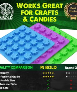 PJ BOLD Marijuana Weed Leaf Gummy Molds Silicone Candy Mold Kit - 3 Pack Dropper 26 81nLjkBj09L