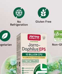 Jarrow Formulas Jarro-Dophilus EPS Probiotics 10 Billion CFU, Dietary Supplement for Intestinal Tract Support, Gut Health Supplements for Women and Men, 120 Veggie Capsules, 60 Day Supply Unflavored 120 Count (Pack of 1) 15 81nMci0DuuL