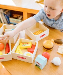 Melissa & Doug Food Groups - 21 Wooden Pieces and 4 Crates, Multi - Play Food Sets For Kids Kitchen, Pretend Food, Toy Food For Toddlers And Kids Ages 3+ 31 81nMj5SMH9L 1