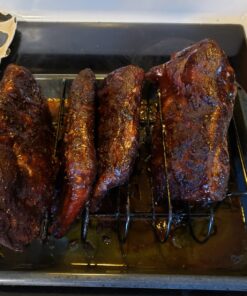 Sorbus® Non-Stick Rib Rack - Porcelain Coated Steel Roasting Stand – Holds 4 Rib Racks for Grilling & Barbecuing - Perfect BBQ Accessories for Smoker and Grill - Durable and Convenient Design (Black) 32 81nOAYl3zQL