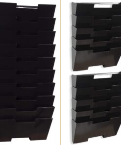 Wallniture Lisbon 10-Tier Wall Mounted File Holder and Desk Organizer, Metal Black Office Organization and Storage Rack 13 81nP4I4t2lL