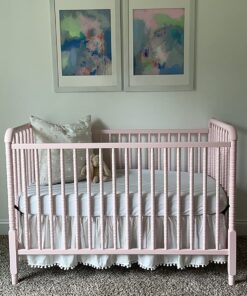 TILLYOU Ruffled Crib Skirt with Pompoms, Microfiber Nursery Crib Toddler Bedding Skirts for Baby Boys Girls, 14'' Drop, White Polyester 37 81nPDrKQIIL