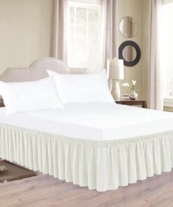 Biscaynebay Wrap Around Bed Skirts for Queen Beds 15" Drop, Ivory Adjustable Elastic Dust Ruffles Easy Fit Wrinkle & Fade Resistant Silky Luxurious Fabric Machine Washable Queen-15" Drop 21 81nPQ1r23hL
