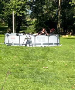 Bestway Steel Pro MAX 12 Foot x 30 Inch Round Metal Frame Above Ground Outdoor Backyard Swimming Pool Set with 330 GPH Filter Pump 12' x 30" 31 81nQSTt4hsL