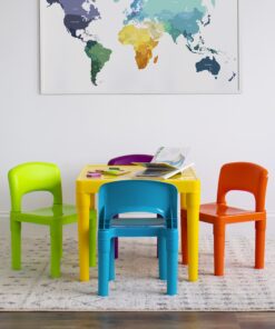 Humble Crew Kids Plastic 4 Set, Yellow Table/Vibrant Chairs 27 81nWbeR570L