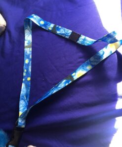 Vincent Van Gogh The Starry Night Print Lanyard with PU Leather ID Badge Holder Wallet with 3 Card Pockets, Safety Breakaway Clip & Matching Note Card. Gift of Carabiner Keychain Flashlight. Breakaway + Keychain Light 35 81nX9cXP 6L