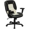 Flash Furniture Mid-Back Black and Cream Vinyl Steno Executive Swivel Office Chair with Adjustable Arms Black/White