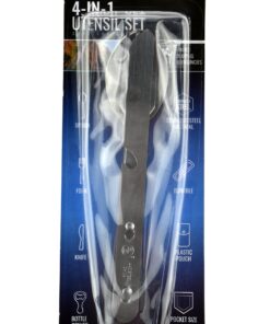 SE 4-in-1 Detachable Stainless Steel Utensil Set - Spoon, Fork, Knife, Bottle Opener - 6.5" Length, Compact for Camping, Hiking, Travel - Includes Clear Pouch - KC7043FSK 14 81nZgieStML