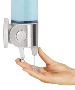 simplehuman Single Wall Mount Shower Pump, 15 fl. oz. Shampoo and Soap Dispenser, Stainless Steel 23 81nZyKMULZL