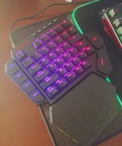 Redragon K585 DITI One-Handed RGB Mechanical Gaming Keyboard, 42 Keys Type-C Professional Gaming Keypad w/Upgraded Hot-Swappable Socket, 7 Onboard Macro Keys & Detachable Wrist Rest Blue Switch Black 55 81negvHFYtL