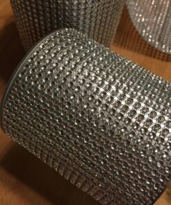Silver Diamond Sparkling Rhinestone Mesh Ribbon for Event Decorations, Wedding Cake, Birthdays, Baby Shower, Arts & Crafts, 4.75" x 10 Yards, 24 Row, 1 Roll 47 81nmb IxLEL 1
