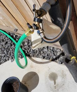 IPOW Solid Brass Body Backyard 2 Way Y Valve Garden Hose Connector Splitter Adapter + Extra 4 Rubber Hose Washers with Comfort Grip, 2 Pack Yellow + Black 22 81nnOCIfSJL