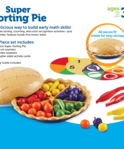 Learning Resources Super Sorting Pie - 68 Pieces, Ages 3+ Toddler Fine Motor Toy, Preschool Learning Games, Develops Counting and Color Recognition, Pretend Play Food, Kids Tweezers 28 81no4LLUWjS