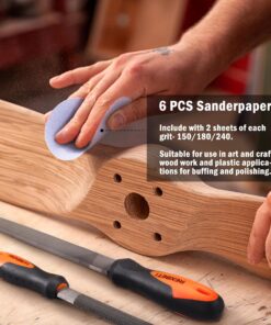 REXBETI 25Pcs Metal File Set, Premium Grade T12 Drop Forged Alloy Steel, Flat/Triangle/Half-round/Round Large File and 12pcs Needle Files with Carry Case, 6pcs Sandpaper, a brush,a pair working gloves 32 81nqqBJDifL