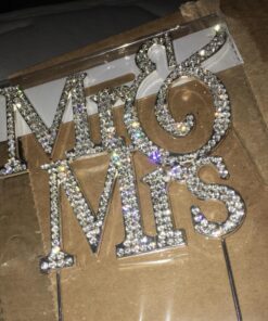 1 X Mr & Mrs Monogram Silhouette Rhinestone Wedding Cake Topper Decoration with Crystals - Formal Font 40 81nrhHoMYQL