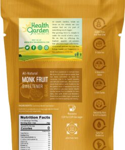 Alternative view of Health Garden Monk Fruit Sweetener, Classic - Non GMO - Gluten Free - Sugar Substitute - Kosher - Keto Friendly (1 lb)
