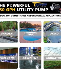 Trupow DC 12-Volt 1/10HP 330GPH Battery Powered Mini Portable Electric Utility Sump Transfer Water Pump with Water Hose Kit Black… 12V DC 13 81nx1xFA8fL