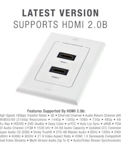 Mediabridge™ HDMI Wall Plate (2 Port) - Supports 4K, 3D, ARC - Free Low Voltage Metal Mounting Bracket (1-Gang) - 2-Piece Inset Wall Plate for 2 HDMI (Part# WP1-HDMIX2) HDMI (2 Port) 15 81nyZJEoFmL