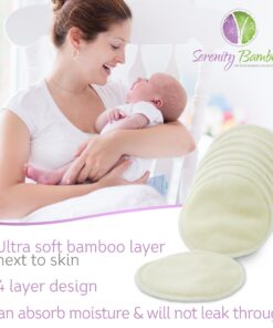 Washable Organic Bamboo Nursing Pads 8 Pack Colors (4 Pair) with Laundry Bag - Natural and Reusable, Ultra Soft, and Super Absorbent for The Ultimate Luxury Breast Pad - by Serenity Bamboo 12cm - Extra Thick Colors 24 81nzTQS3bL