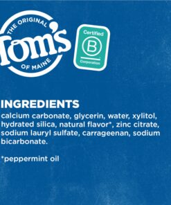 Tom's of Maine Fluoride-Free Antiplaque & Whitening Natural Toothpaste, Peppermint, 5.5 oz. (Packaging May Vary) 18 81o 17vKO6L