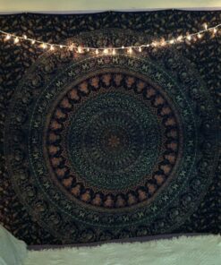 Popular Handicrafts Tapestry Wall Hanging Hippie Mandala Bohemian Hippy Psychedelic Design Indian Magical Thinking Tapestries Bedspread 84x90 Inches,(215x230cm) Navy Blue Full (215cms x 230cms) Neavy Blue 36 81o1I65qyFL
