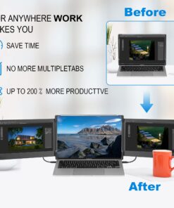 WESTHOD 12" Laptop Monitor Extender, Portable Monitor for Laptop HDMI USB C Screens Extender FHD 1080P, Plug-Play Tri-Screen for 13”-16” Laptops 67 81o2vhYHujS