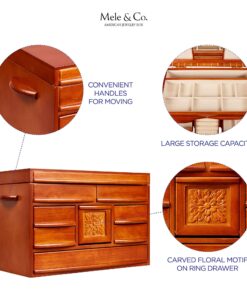 Mele & Co. Empress Wooden Jewelry Box, Ring, Necklace, and Earring Organizer 10 81o3D3ewM2L