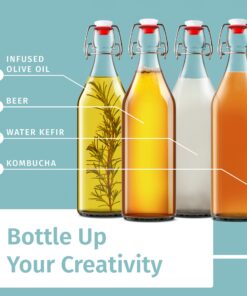 Otis Classic Swing Top Glass Bottles - Set of 6, 16oz w/Marker & Labels - Clear Bottle with Caps for Juice, Water, Kombucha, Wine, Beer Brewing, Kefir Milk or Eggnog 28 81o48HKpNTL