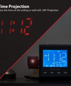 Magnasonic Projection Alarm Clock with AM/FM Radio, Battery Backup, Auto Time Set, Dual Alarm, Nap/Sleep Timer, Indoor Temperature/Date Display with Dimming & 3.5mm Audio Input - Black (EAAC601) 26 81o4XUWtIcL