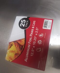 Foil Pans with Lids - 9x13 Aluminum Pans with Covers - 25 Foil Pans and 25 Foil Lids - Disposable Food Containers Great for Baking, Cooking, Heating, Storing, Prepping Food 25 Pack w/Lids 36 81o59VDVnkL