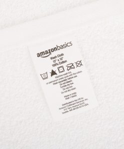 Amazon Basics Fast Drying Bath Towel, Extra Absorbent, Terry Cotton Washcloth, 12 x 12 Inch, White - Pack of 60 22 81o60hcX2yL