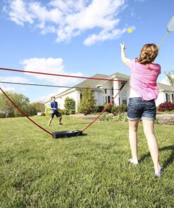 Zume Games Portable Badminton Set with Freestanding Base - Sets Up on Any Surface in Seconds - No Tools or Stakes Required Red/Black/Green 25 81o7TnHERNS