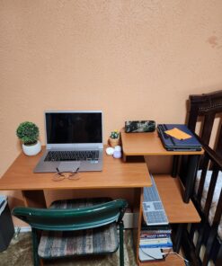 Furinno Efficient Home Laptop Notebook Computer Desk with Square Shelves, Light Cherry/Black Plastic Poles-Square Side 35 81o9B1pSt2L