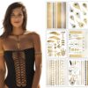 Terra Tattoos Metallic Gold Henna Temporary Tats 75+ Mandala Tattoos Feathers, Dream Catcher, Arrows Waterproof Nontoxic Long Lasting for Beach, Festivals, & Parties 36 81o9SVVKPkL