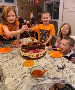 Nostalgia CCA5 Lazy Susan Chocolate & Caramel Apple Party with Heated Fondue Pot, 25 Sticks, Decorating and Toppings Trays 22 81oAMrbru0L 1