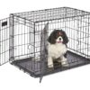 MidWest Homes for Pets Newly Enhanced Double Door iCrate Dog Crate, Includes Leak-Proof Pan, Floor Protecting Feet, Divider Panel & New Patented Features X-Small (10 Lbs Or Less) 2 81oCcKl91aL