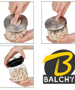 Balchy 5-Piece Canisters Sets with Silicone Seal Borosilicate Glass Jars Vacuum Seal for Tea Coffee Sugar Pop Flour Canister for Kitchen large 24 81oDVo4KbkL