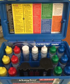 Taylor K-2005 Complete DPD High Range, 9-in-1 Pool & Spa Test Kit for Free & Total Chlorine, Bromine, pH, Acid & Base Demand, Total Alkalinity, Calcium Hardness, Cyanuric Acid | Made in The USA 27 81oDZXa2CtL