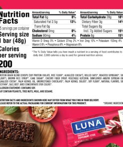 LUNA BAR - Gluten Free Snack Bars - Chocolate Peppermint Stick -8g of protein - Non-GMO - Plant-Based Wholesome Snacking - On the Go Snacks (1.69 Ounce Snack Bars, 15 Count) 15 Count (Pack of 1) 10 81oI1Mewn0L