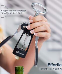 Alternative view of HiCoup Wine Opener - Wing Corkscrew Beer and Wine Bottle Opener w/Winged Grip and Stopper - Easy to Use corkscrew+stopper