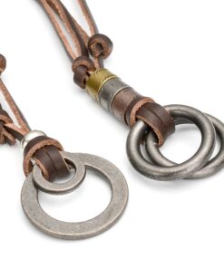 FIBO STEEL Alloy Vinatge Pendant Necklace for Men Leather Chain Adjustable 2 Pcs a Set 33 81oLk35yjmL