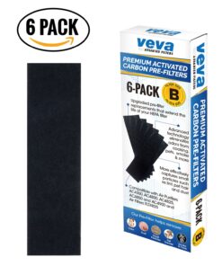 VEVA Replacement Pre Filter 6 Pack compatible with Germ Guardian Air Purifier Models AC4800 Series (AC4825, AC4825e) and Filter B FLT4825, Premium Carbon Activated 6 Count (Pack of 1) 20 81oO3tNv 4L