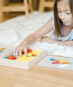 Melissa & Doug Pattern Blocks and Boards - Wooden Classic Toy With 120 Solid Wood Shapes and 5 Double-Sided Panels, Multi-colored - STEAM Animals, Tangrams Puzzle For Kids Ages 3+ Standard 38 81oOWiuqcML