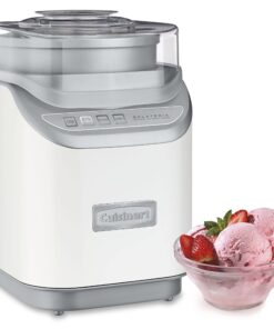 Cuisinart ICE-60WP1 2-Quart Cool Creations Ice Cream, Frozen Yogurt, Gelato and Sorbet Maker, LCD Screen with Countdown Timer, Makes Frozen Treats in 20-Minutes or Less, Stainless Steel/White Ice Cream Maker without Countdown Timer 24 81oOX2RHfPL