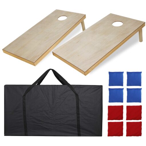 ZENY Portable Cornhole Set Regulation Size Outdoor Yard Cornhole Game 2 Wooden Cornhole Boards 8 Corn Hole Toss Bags with Travel Carrying Bag Regulation Szie 4x2ft