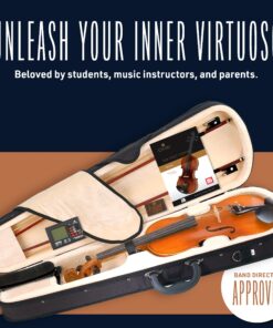 Alternative view of Cecilio CVN-300 Solidwood Ebony Fitted Violin with D'Addario Prelude Strings, Size 1/2