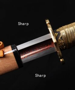 Ninja Sword, Fully Handmade Japanese Samurai Sword 1060 High Carbon Steel Double Edge Sharpened with Center Concave Fluted Shape 19 81oYtkrVJL