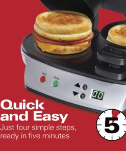 Hamilton Beach Dual Breakfast Sandwich Maker with Timer, Silver (25490A) 29 81oZe0keJ5L