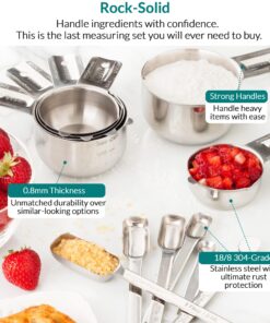 Stainless Steel Measuring Cups & Spoons Set - Heavy Duty, Stackable 13-Piece Set - Dry Foods, Liquids, Dishwasher-safe - Professional Metal Kitchen Utensils By Morgenhaan 13-Piece Baker's Bliss Kit 30 81oacito7zL 1