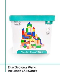 Cubbie Lee Premium Wooden Building Blocks Set - 100 pc for Toddlers Preschool Age - Classic Hardwood Plain & Colored Small Wood Block Pieces for Boys & Girls - Classic Build & Play Toy 23 81oakd3FAkL